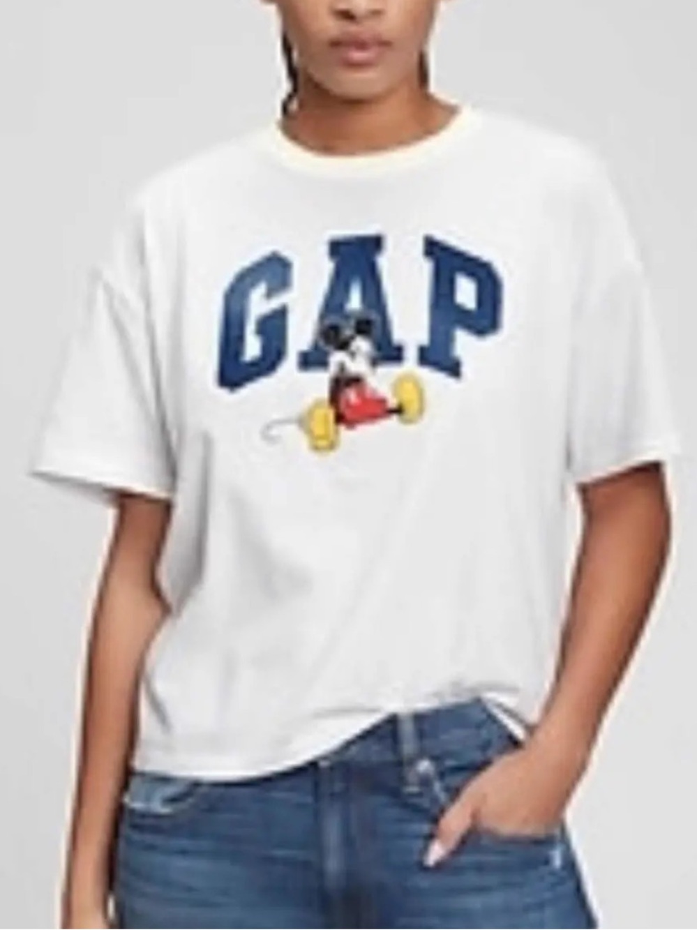 GAP x Disney Mickey Mouse T-Shirt in White Women's Size L Tall